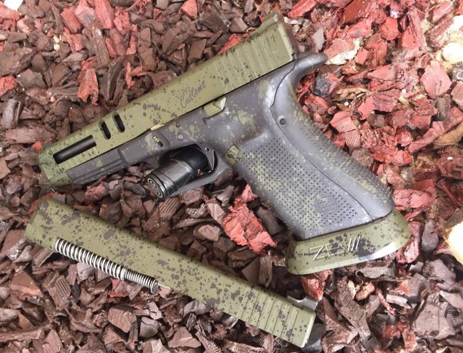 PFI custom pistol displayed on branded background
